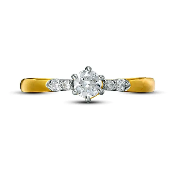 Goldia Rings 033 CT TW Natural Diamond Engagement Ring in Solid 10K Yellow Gold