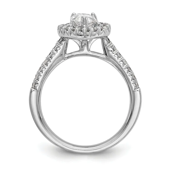 Goldia Rings 037ct CZ Solid Real 14K White Gold Pear Halo Engagement Ring