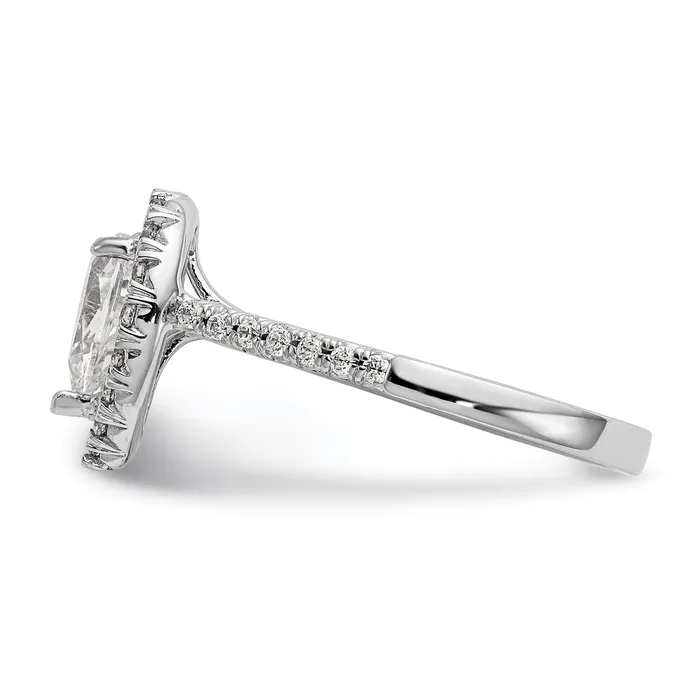 Goldia Rings 037ct CZ Solid Real 14K White Gold Pear Halo Engagement Ring