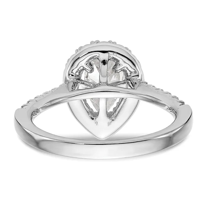Goldia Rings 037ct CZ Solid Real 14K White Gold Pear Halo Engagement Ring