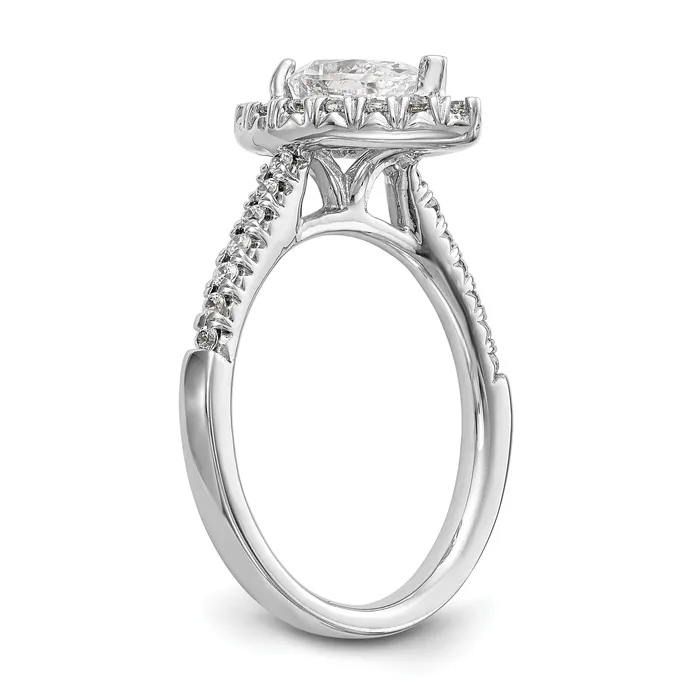 Goldia Rings 037ct CZ Solid Real 14K White Gold Pear Halo Engagement Ring