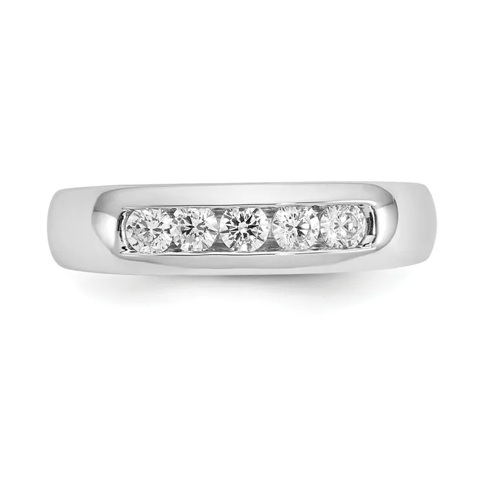 Goldia Rings 040ct CZ Solid Real 14K White Gold 5Stone Channel Wedding Band Ring