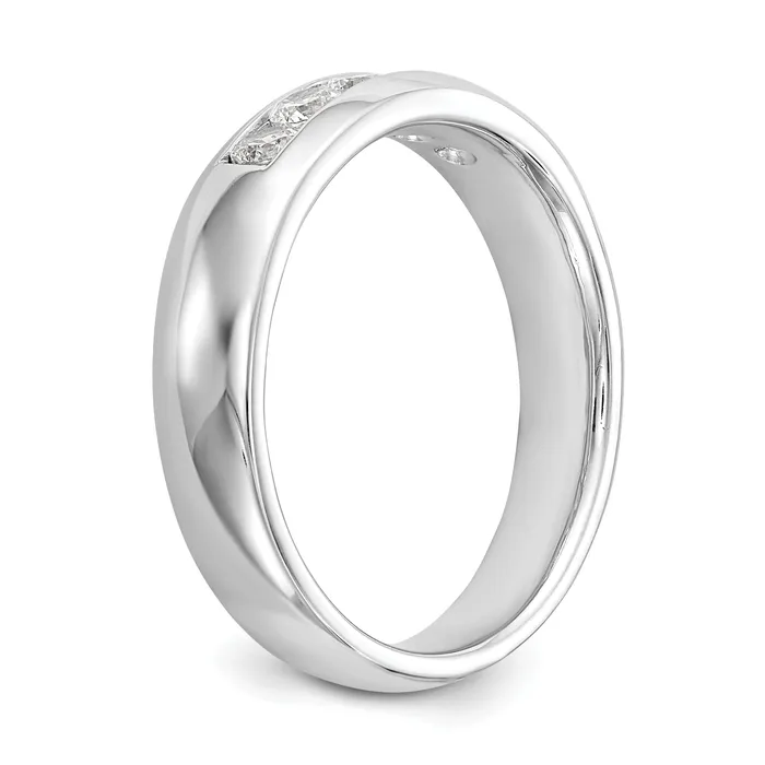 Goldia Rings 040ct CZ Solid Real 14K White Gold 5Stone Channel Wedding Band Ring