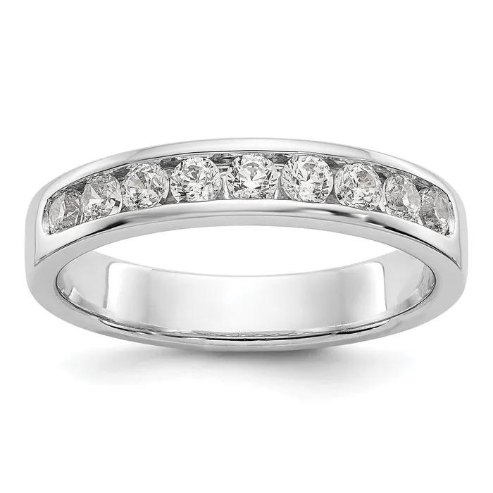 Goldia Rings 047ct CZ Solid Real 14K White Gold 924mm Stone Channel Wedding Band Ring