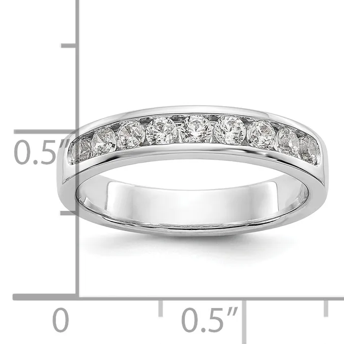 Goldia Rings 047ct CZ Solid Real 14K White Gold 924mm Stone Channel Wedding Band Ring