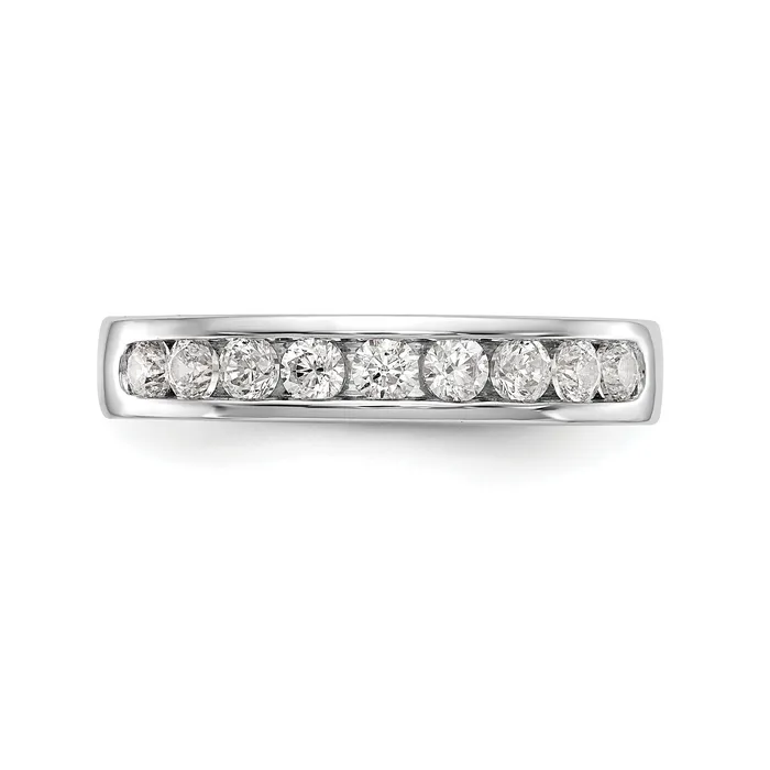Goldia Rings 047ct CZ Solid Real 14K White Gold 924mm Stone Channel Wedding Band Ring