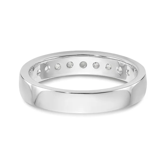 Goldia Rings 047ct CZ Solid Real 14K White Gold 924mm Stone Channel Wedding Band Ring