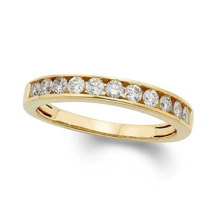Goldia Rings 050 CT TW Certified Natural Diamond Eleven Stone Anniversary Band in Solid 14K Gold II1