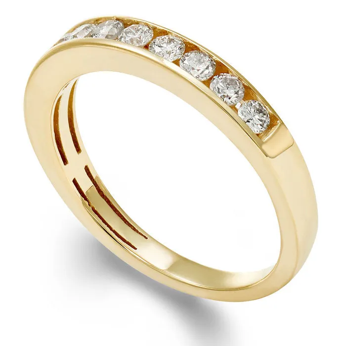 Goldia Rings 050 CT TW Certified Natural Diamond Eleven Stone Anniversary Band in Solid 14K Gold II1