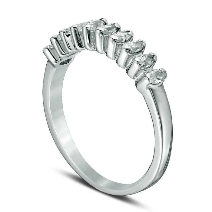 Goldia Rings 050 CT TW Marquise Natural Diamond Wedding Band in Solid 10K White Gold