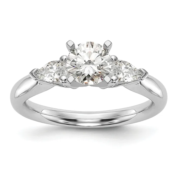Goldia Rings 050ct CZ Solid Real 14K White Gold 3Stone Peg Set Engagement Ring