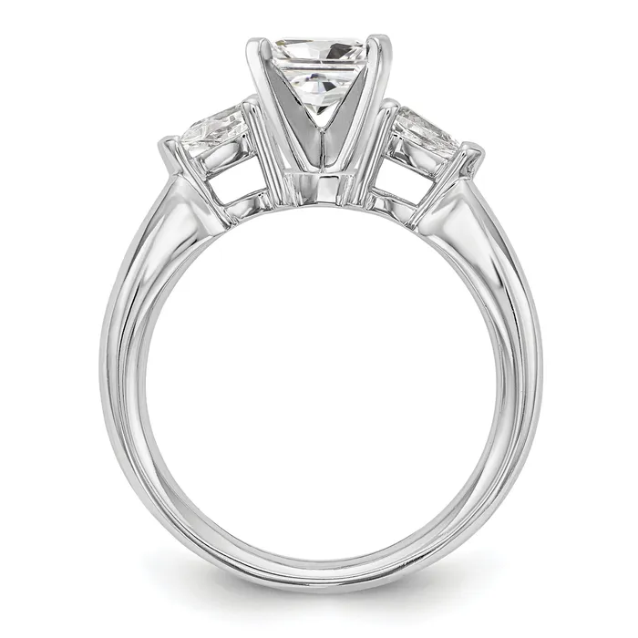 Goldia Rings 050ct CZ Solid Real 14K White Gold 3Stone Peg Set Engagement Ring