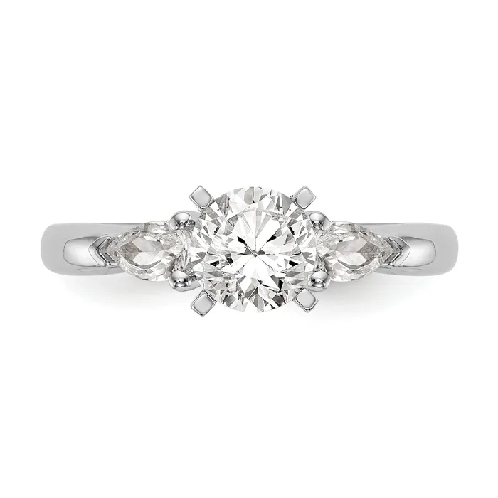 Goldia Rings 050ct CZ Solid Real 14K White Gold 3Stone Peg Set Engagement Ring