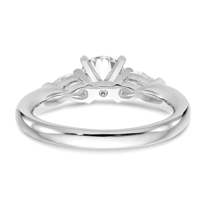 Goldia Rings 050ct CZ Solid Real 14K White Gold 3Stone Peg Set Engagement Ring