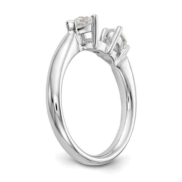 Goldia Rings 050ct CZ Solid Real 14K White Gold 3Stone Peg Set Engagement Ring