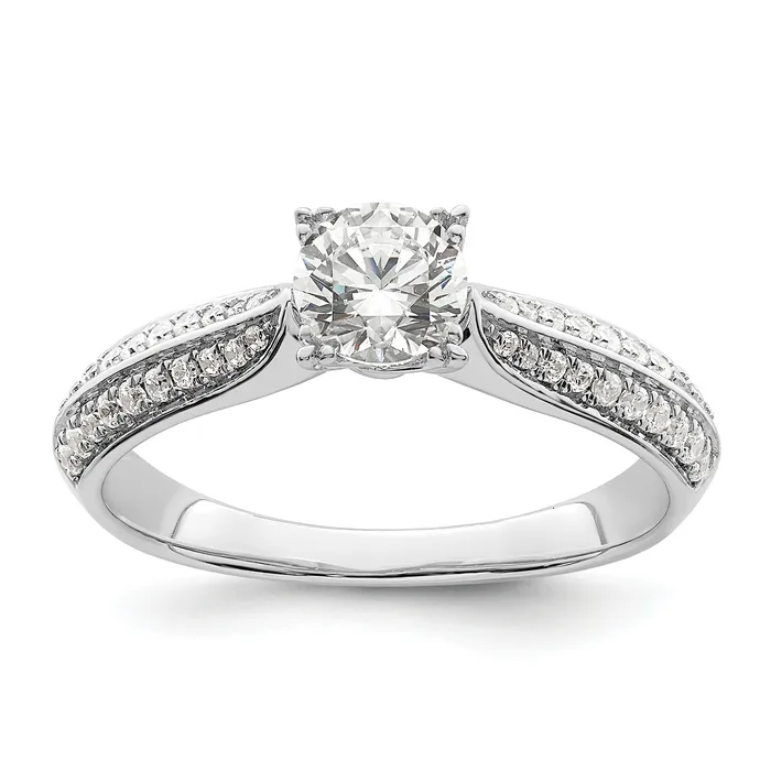 Goldia Rings 050ct CZ Solid Real 14k White Polish 12ct Round Engagement Dia Ring