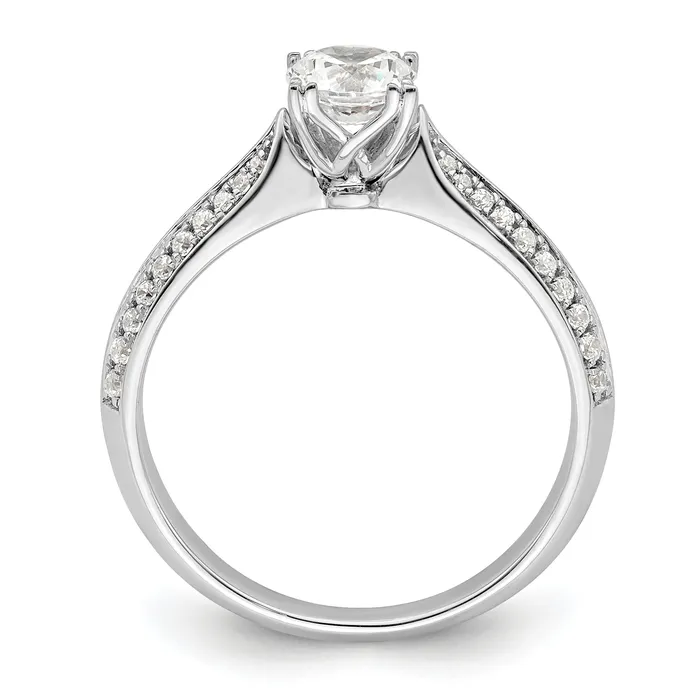 Goldia Rings 050ct CZ Solid Real 14k White Polish 12ct Round Engagement Dia Ring