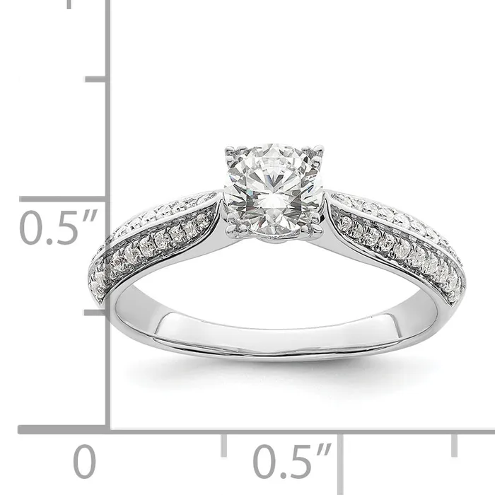 Goldia Rings 050ct CZ Solid Real 14k White Polish 12ct Round Engagement Dia Ring