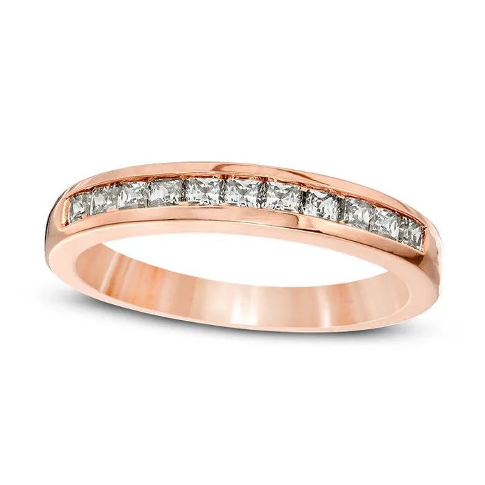Goldia Rings 063 CT TW PrincessCut Natural Diamond Wedding Band in Solid 10K Rose Gold