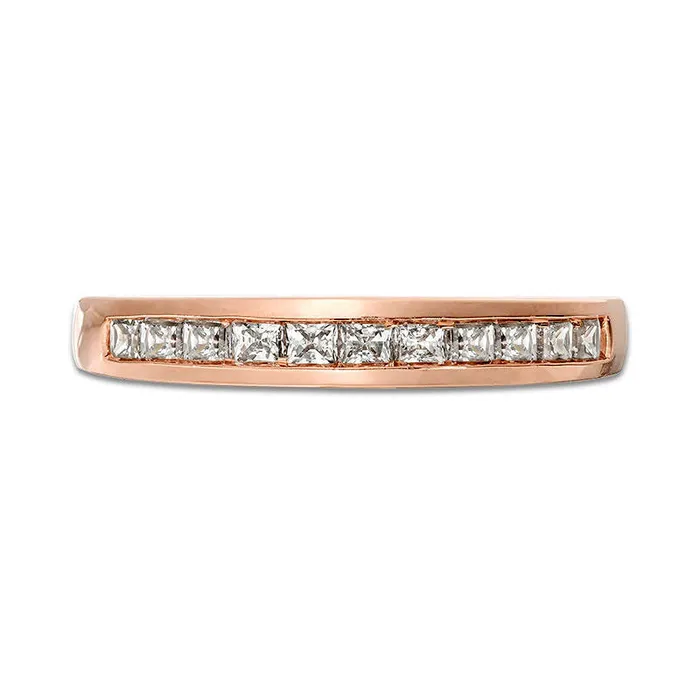 Goldia Rings 063 CT TW PrincessCut Natural Diamond Wedding Band in Solid 10K Rose Gold