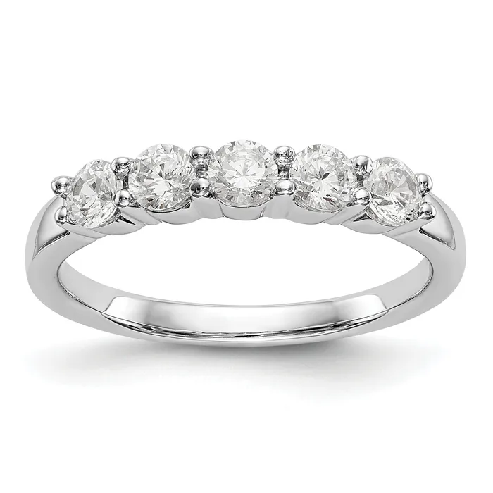 Goldia Rings 064ct CZ Solid Real 14K White Gold 5Stone Wedding Band Ring