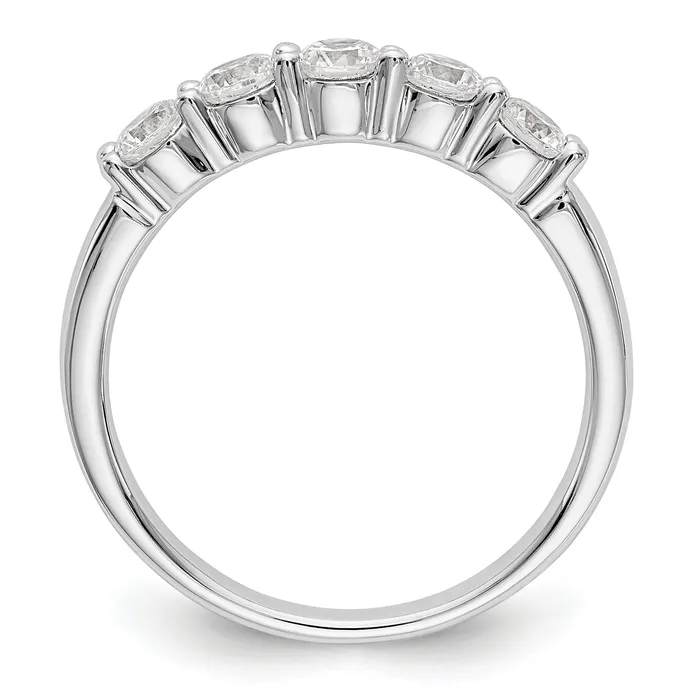 Goldia Rings 064ct CZ Solid Real 14K White Gold 5Stone Wedding Band Ring