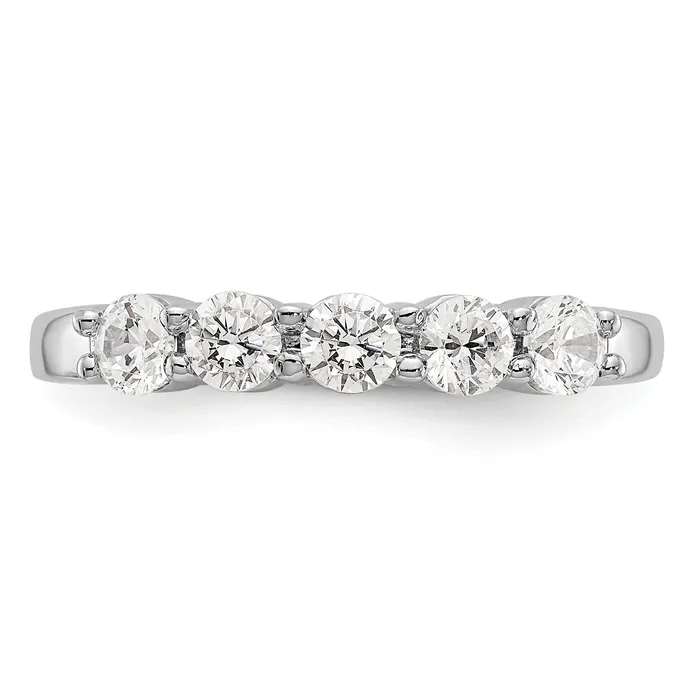 Goldia Rings 064ct CZ Solid Real 14K White Gold 5Stone Wedding Band Ring