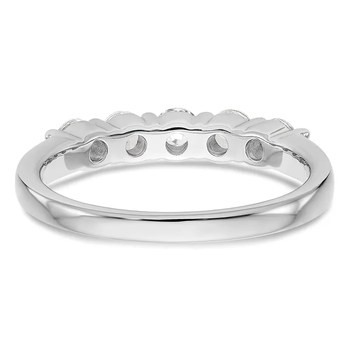 Goldia Rings 064ct CZ Solid Real 14K White Gold 5Stone Wedding Band Ring