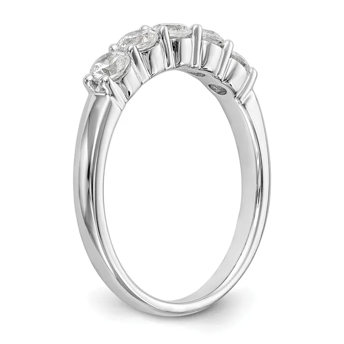 Goldia Rings 064ct CZ Solid Real 14K White Gold 5Stone Wedding Band Ring