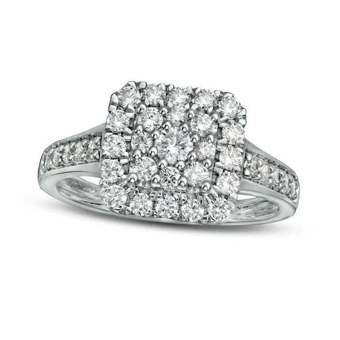 Goldia Rings 075 CT TW Composite Natural Diamond Cushion Frame Ring in Solid 10K White Gold