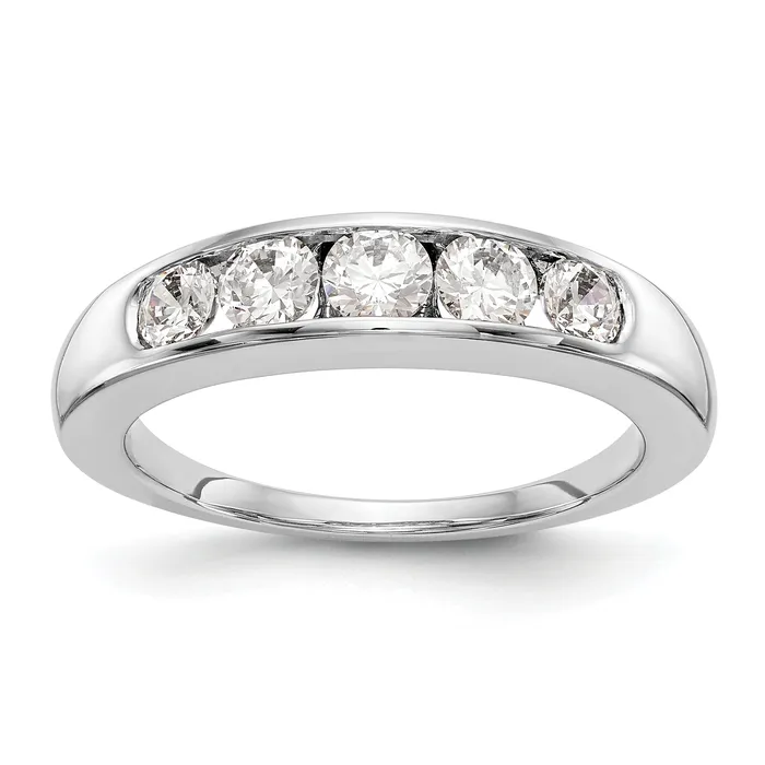 Goldia Rings 075ct CZ Solid Real 14K White Gold 5Stone Channel Wedding Band Ring