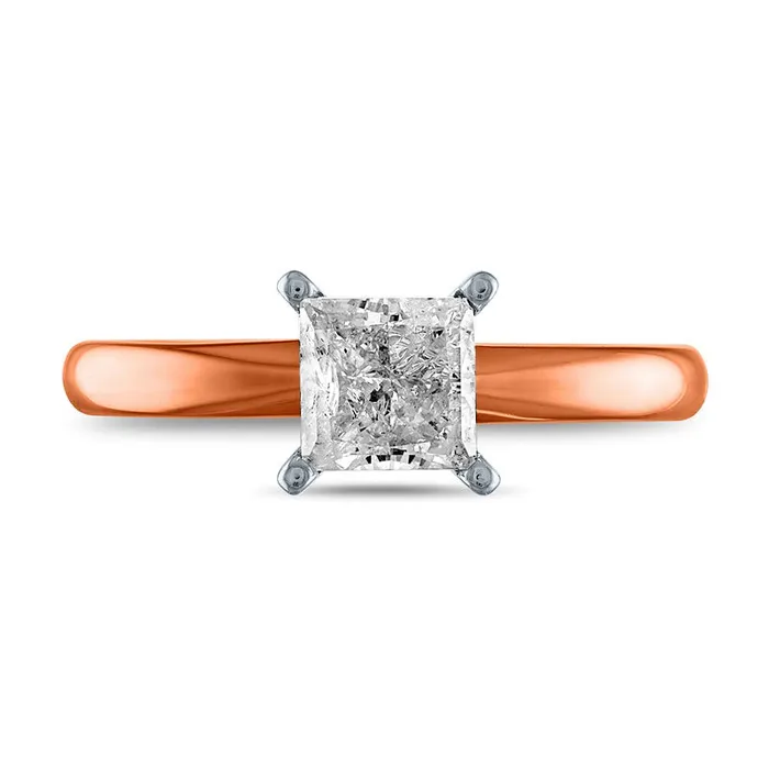 Goldia Rings 10 CT PrincessCut Natural Clarity Enhanced Diamond Solitaire Engagement Ring in Solid 14K Rose Gold JI3