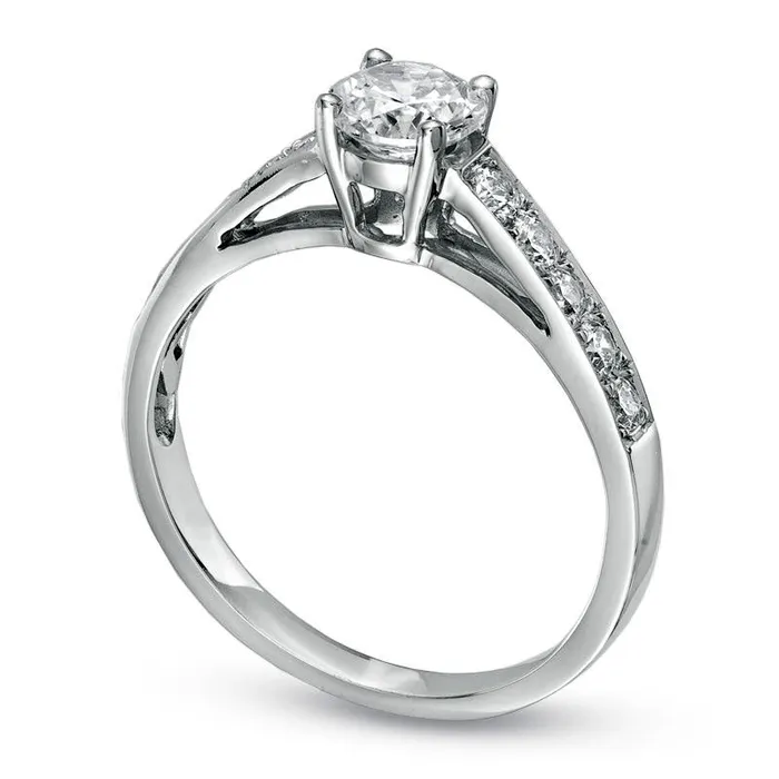 Goldia Rings 10 CT TW Natural Diamond Classic Engagement Ring in Solid 14K White Gold