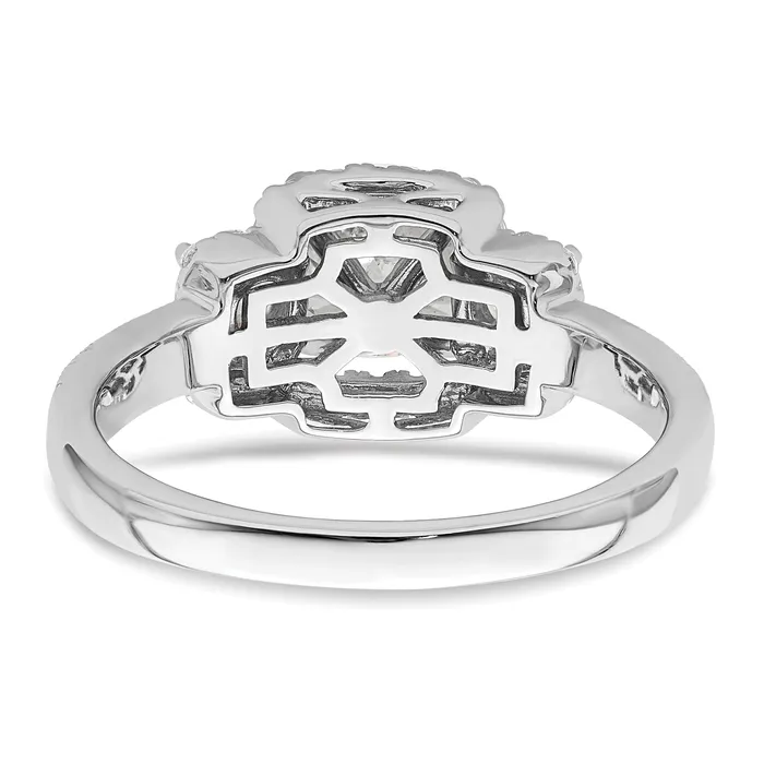 Goldia Rings 100ct CZ Solid Real 14K White 3Stone Halo Engagement Ring