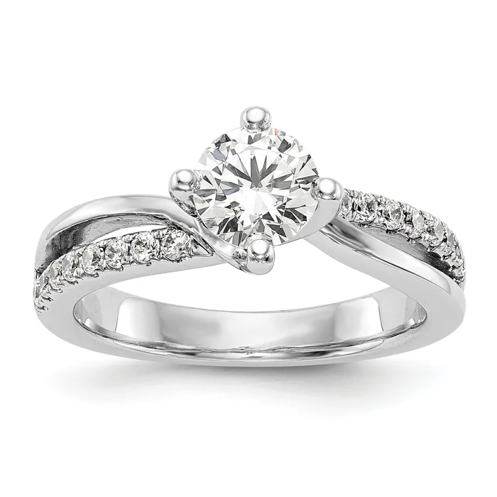 Goldia Rings 100ct CZ Solid Real 14k White Gold Round ByPass Engagement Ring