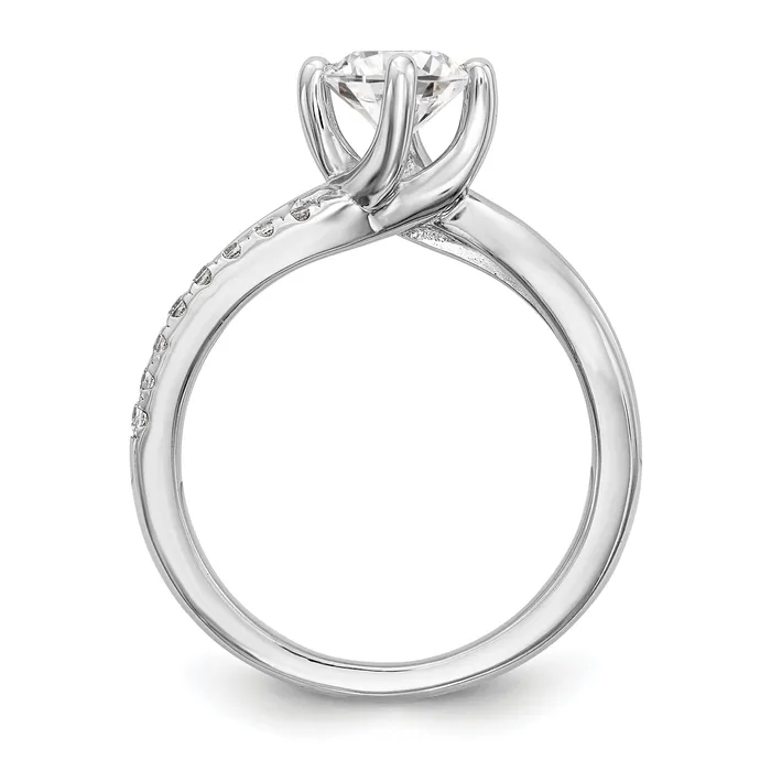 Goldia Rings 100ct CZ Solid Real 14k White Gold Round ByPass Engagement Ring