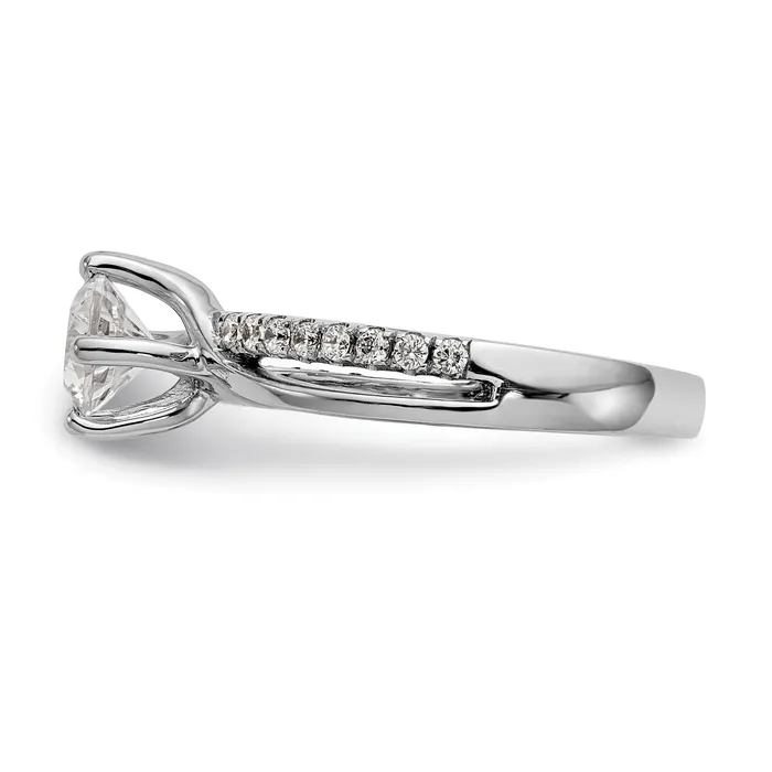 Goldia Rings 100ct CZ Solid Real 14k White Gold Round ByPass Engagement Ring