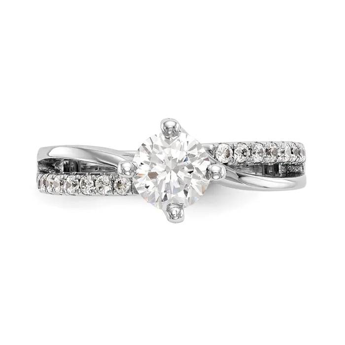 Goldia Rings 100ct CZ Solid Real 14k White Gold Round ByPass Engagement Ring