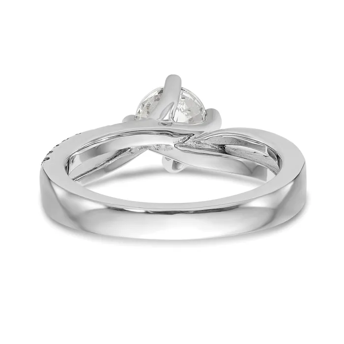 Goldia Rings 100ct CZ Solid Real 14k White Gold Round ByPass Engagement Ring