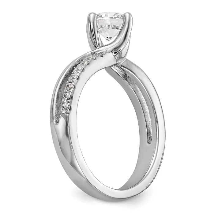 Goldia Rings 100ct CZ Solid Real 14k White Gold Round ByPass Engagement Ring