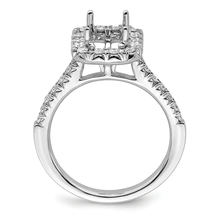 Goldia Rings 150ct CZ Solid Real 14K White Gold Emerald Shape Halo Engagement Ring