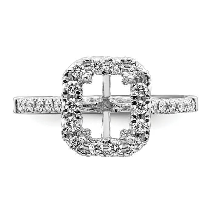 Goldia Rings 150ct CZ Solid Real 14K White Gold Emerald Shape Halo Engagement Ring