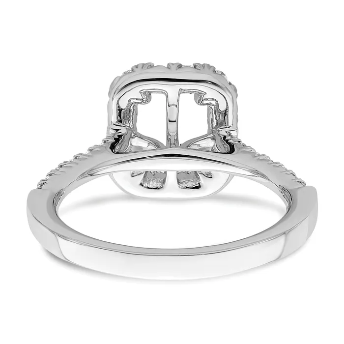 Goldia Rings 150ct CZ Solid Real 14K White Gold Emerald Shape Halo Engagement Ring