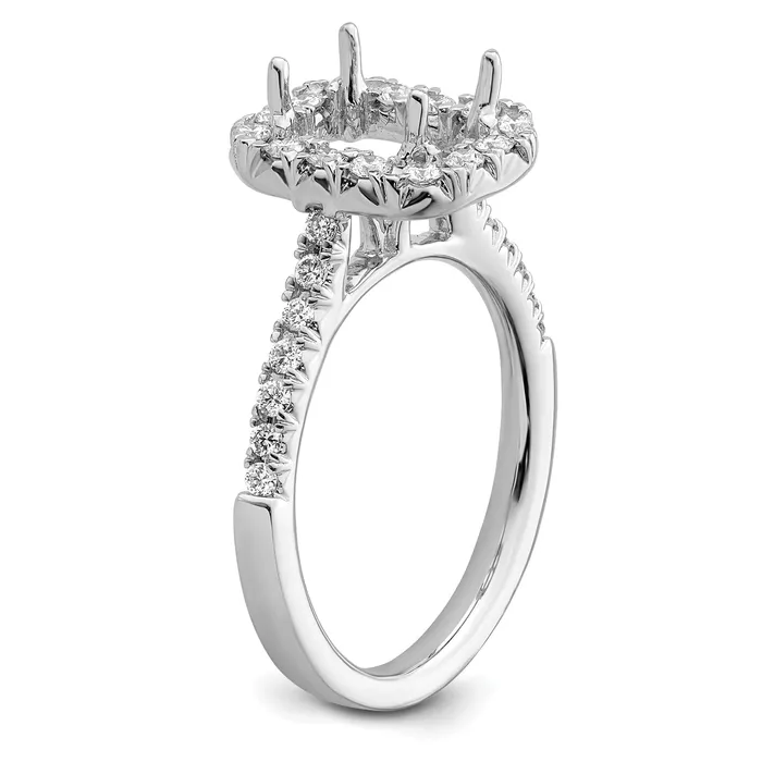 Goldia Rings 150ct CZ Solid Real 14K White Gold Emerald Shape Halo Engagement Ring