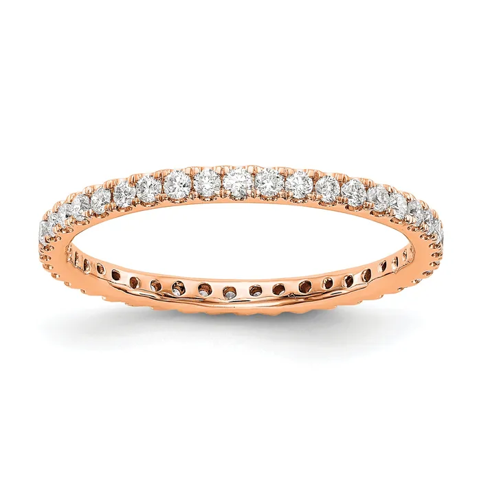 Goldia Rings 14k Rose Gold 12 Ct Lab Grown Diamond VSSI G Shared Prong Eternity Band Ring