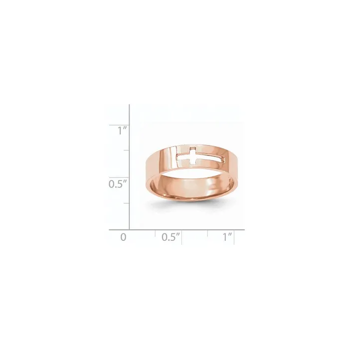 Goldia Rings 14k Rose Gold Polished Cutout Cross Mens Ring