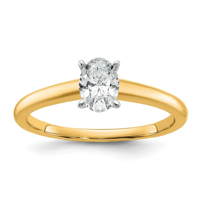 Goldia Rings 14k Twotone 12 Ct Certified Lab Grown Diamond VSSI G Oval Solitare Engagement Ring