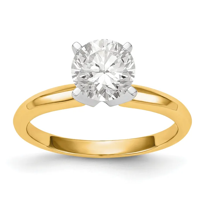 Goldia Rings 14k Twotone 12 Ct VSSI G Lab Grown Diamond Lightweight Knife Edge Round 4 Prong Solitaire Engagement Ring