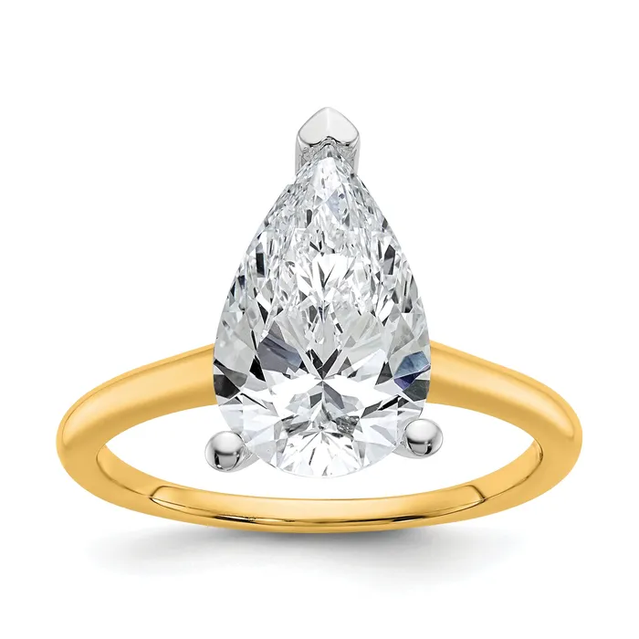 Goldia Rings 14k Twotone 3 Ct Lab Grown Diamond VSSI G Pear Solitare Engagement Ring