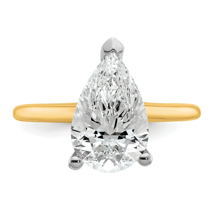 Goldia Rings 14k Twotone 3 Ct Lab Grown Diamond VSSI G Pear Solitare Engagement Ring